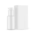 Blank Cosmetic Bottle with Dispenser, Paper Packaging Box Mockup, side View Royalty Free Stock Photo